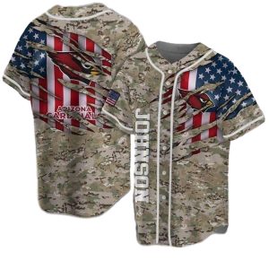 Personalized Arizona Cardinals Camo And US Flag Gift For Cool Dad Baseball Jersey