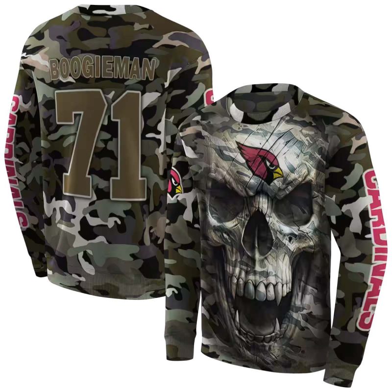 Personalized Arizona Cardinals Camo Skull Aop Sweatshirt 1
