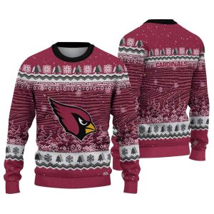 Personalized Arizona Cardinals Christmas Tree Pattern Red AOP Sweatshirt