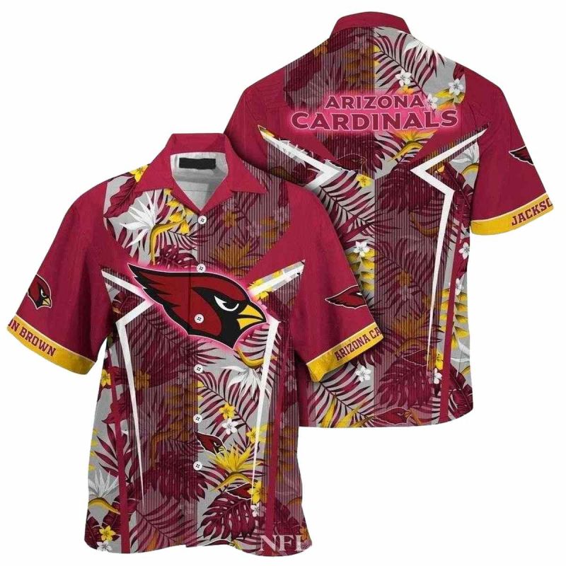 Personalized Arizona Cardinals Crimson Floral Blitz Hawaiian Shirt 1