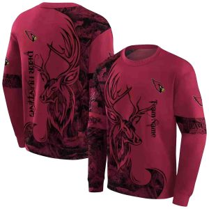 Personalized Arizona Cardinals Deer Silhouette Red AOP Sweatshirt