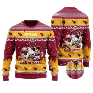 Personalized Arizona Cardinals Disney Donald Duck Mickey Mouse Goofy Ugly Sweater