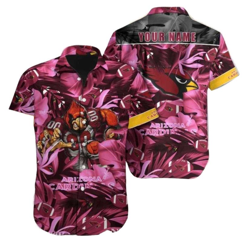 Personalized Arizona Cardinals Fierce Rush Pink Floral Hawaiian Shirt 1