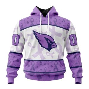 Personalized Arizona Cardinals Fight Cancer White And Purple AOP Hoodie