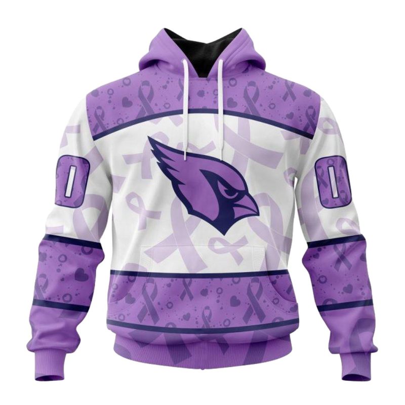 Personalized Arizona Cardinals Fight Cancer White And Purple Aop Hoodie 1