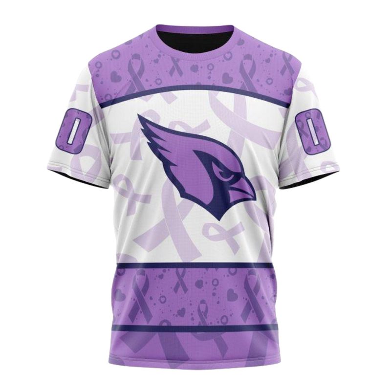 Personalized Arizona Cardinals Fight Cancer White And Purple Aop T Shirt 1
