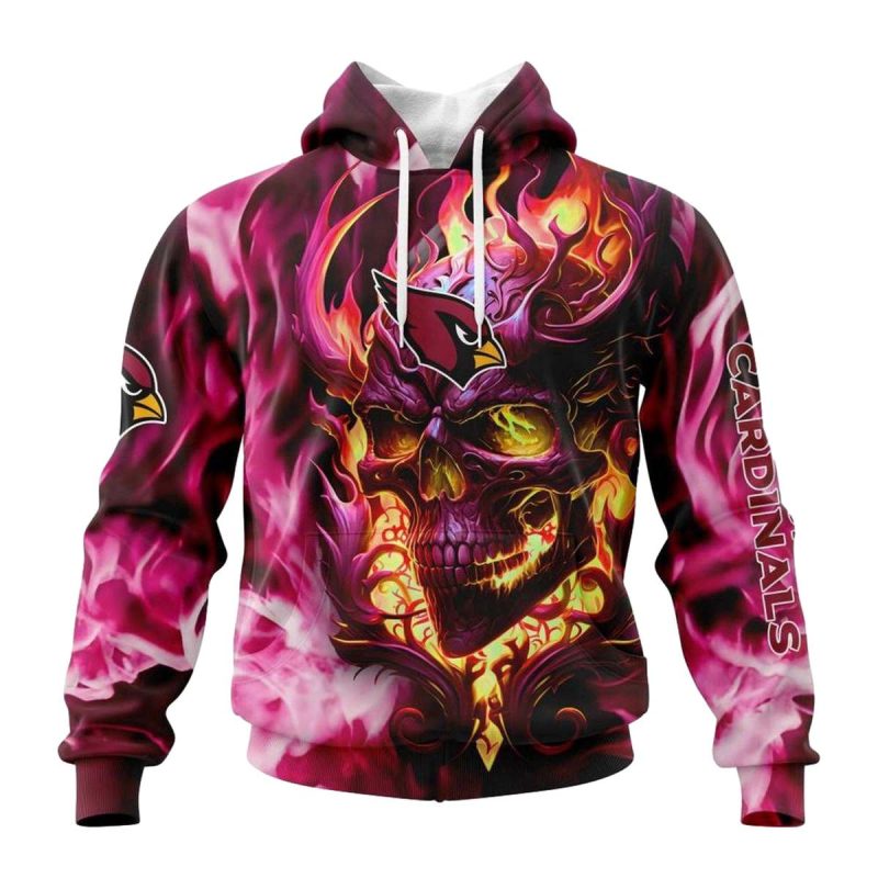 Personalized Arizona Cardinals Firebskull Happy Halloween Aop Hoodie 1