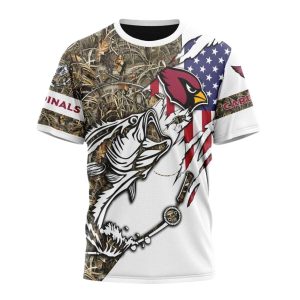 Personalized Arizona Cardinals Fishing With Flag Of USA AOP T Shirt