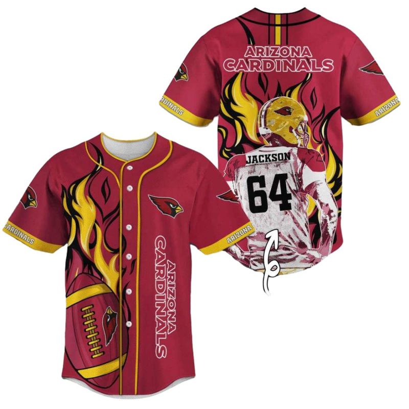 Personalized Arizona Cardinals Flame Ball Baseball Jersey 1
