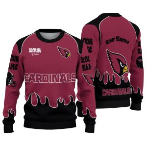 Personalized Arizona Cardinals Flame Border Red AOP Sweatshirt