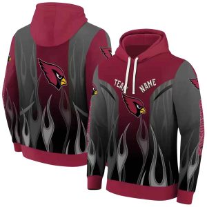 Personalized Arizona Cardinals Flame Design Red AOP Hoodie