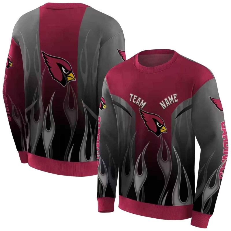 Personalized Arizona Cardinals Flame Design Red Aop Sweatshirt 1