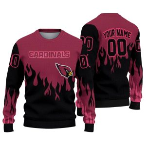 Personalized Arizona Cardinals Flame Outline Red Black AOP Sweatshirt