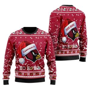 Personalized Arizona Cardinals Funny Santa Hat Ho Ho Ho Ugly Sweater