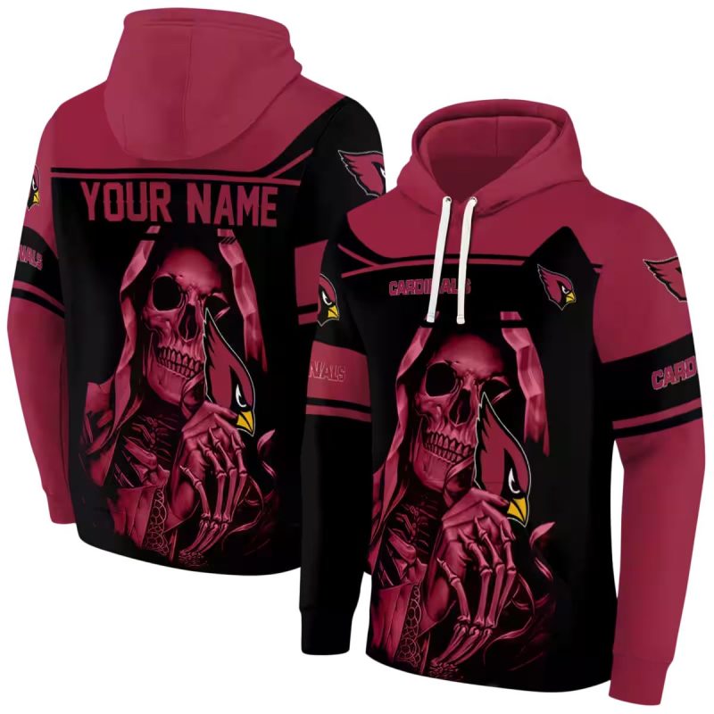 Personalized Arizona Cardinals Grim Reaper Red Black Aop Hoodie 1