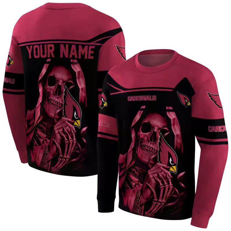 Personalized Arizona Cardinals Grim Reaper Red Black Aop Sweatshirt 1