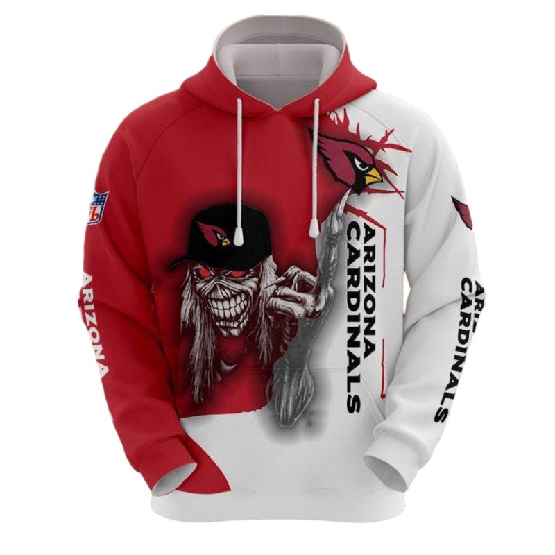 Personalized Arizona Cardinals Halloween Iron Skull Aop Hoodie 1