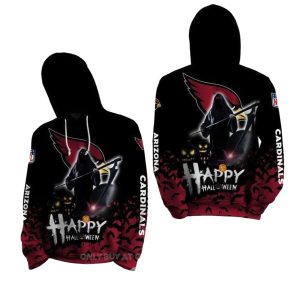 Personalized Arizona Cardinals Happy Halloween Black AOP Hoodie