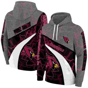 Personalized Arizona Cardinals Hexagonal Mesh Red Black Gray AOP Hoodie
