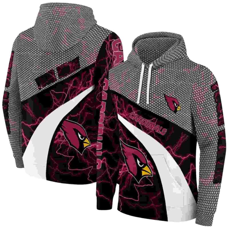 Personalized Arizona Cardinals Hexagonal Mesh Red Black Gray Aop Hoodie 1
