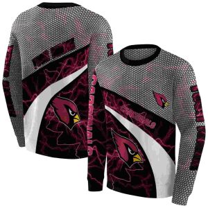 Personalized Arizona Cardinals Hexagonal Mesh Red Black Gray AOP Sweatshirt