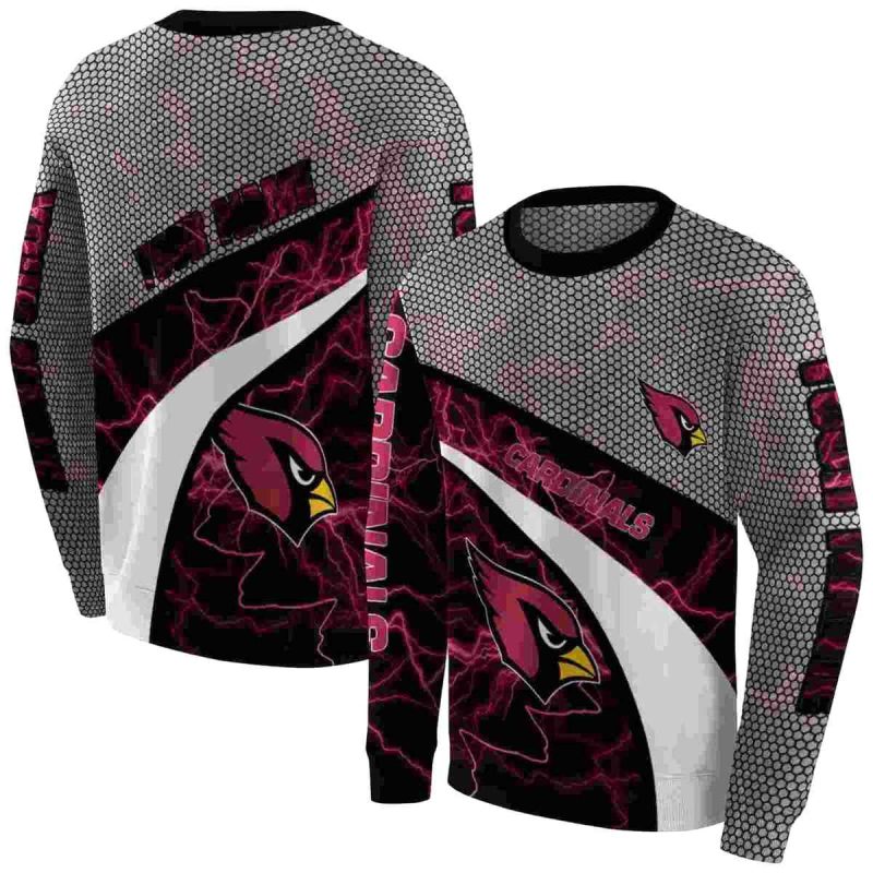 Personalized Arizona Cardinals Hexagonal Mesh Red Black Gray Aop Sweatshirt 1