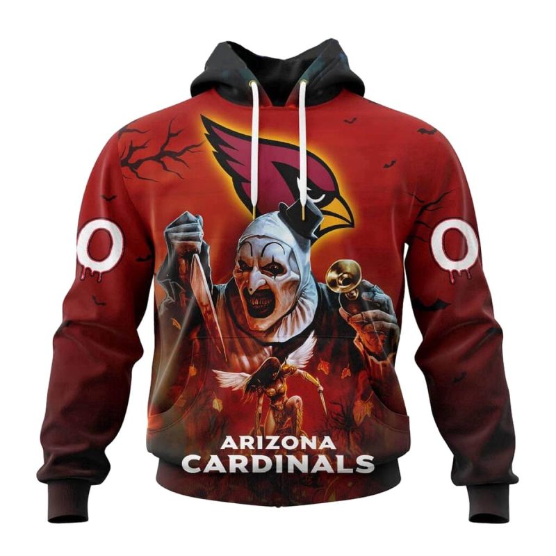 Personalized Arizona Cardinals Horror Terrifier Ghoulish Halloween Day Aop Hoodie 1