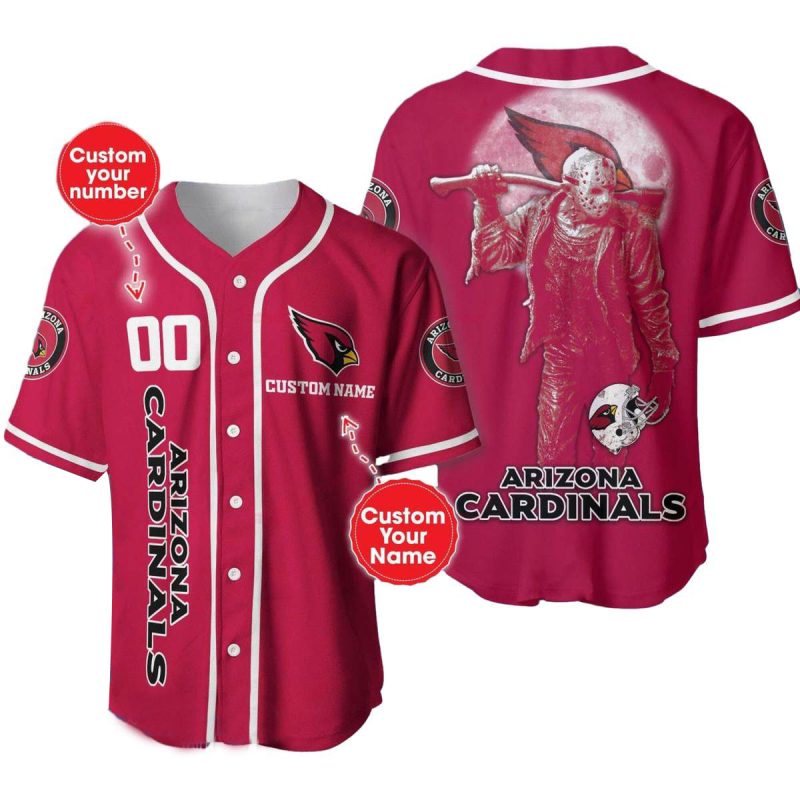 Personalized Arizona Cardinals Jason Voorhees Baseball Jersey 1