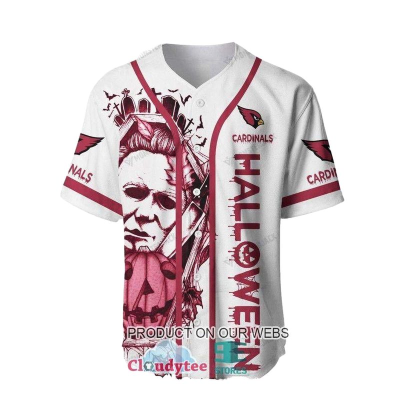 Personalized Arizona Cardinals Jason Voorhees Halloween White Baseball Jersey 1