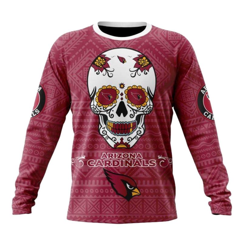 Personalized Arizona Cardinals Kits For Dia De Muertos Red Aop Sweatshirt 1