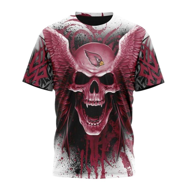 Personalized Arizona Cardinals Kits With Skull Aop T Shirt 1