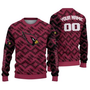 Personalized Arizona Cardinals Lattice Gridwork Red AOP Sweatshirt