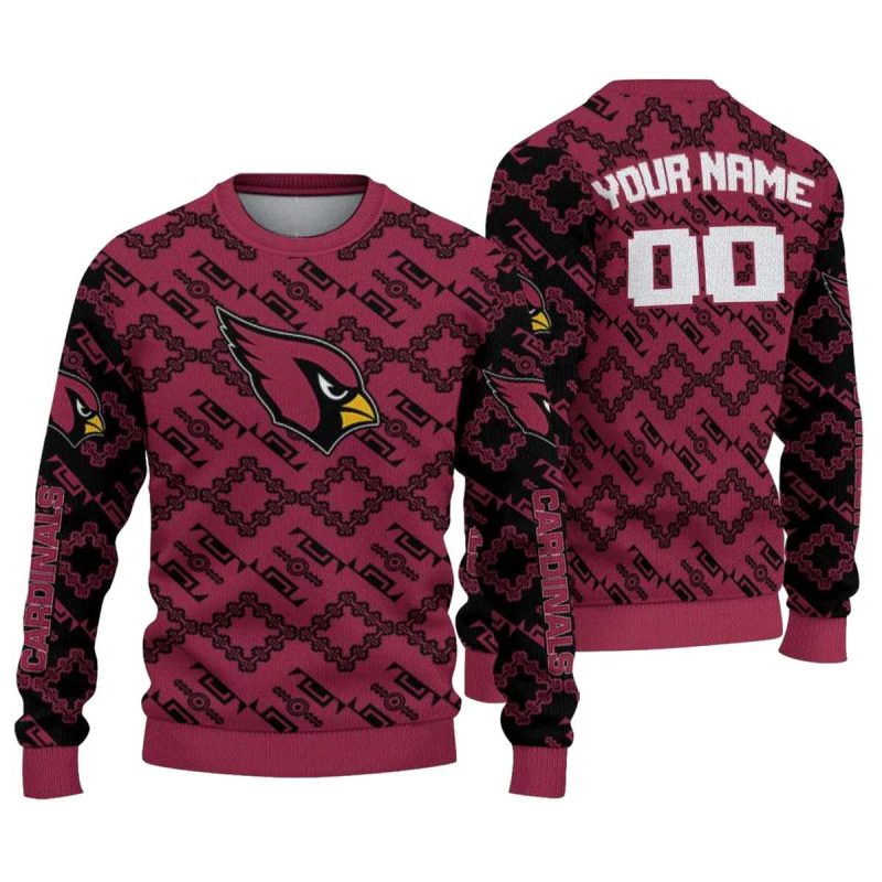 Personalized Arizona Cardinals Lattice Gridwork Red Aop Sweatshirt 1