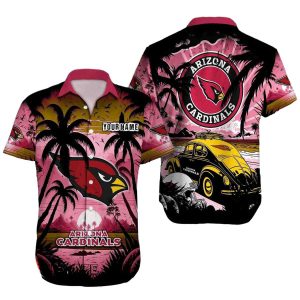Personalized Arizona Cardinals Logo And Car Coconut Sunset Hawaiian Shirt