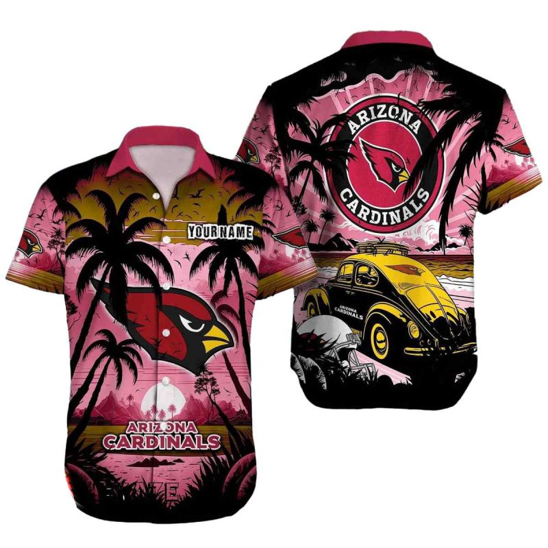 Personalized Arizona Cardinals Logo And Car Coconut Sunset Hawaiian Shirt 1