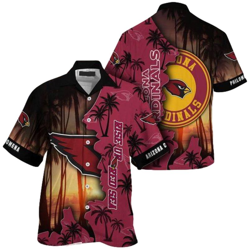 Personalized Arizona Cardinals Logo And Coconut Tree Red Hawaiian Shirt 1