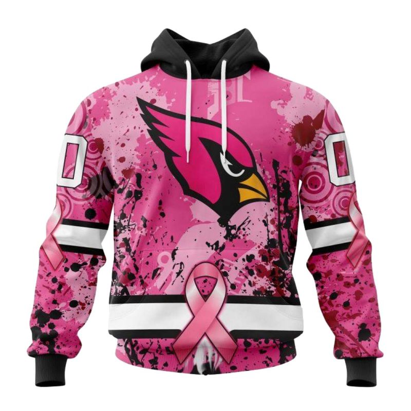Personalized Arizona Cardinals Logo And Pink Breast Cancer Aop Hoodie 1