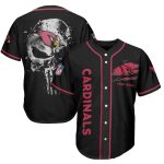 Personalized Arizona Cardinals Logo And Skull Black Baseball Jersey