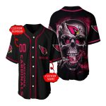 Personalized Arizona Cardinals Logo And Smoke Skull Black Baseball Jersey