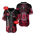 Personalized Arizona Cardinals Logo And Smoke Skull Halloween Baseball Jersey
