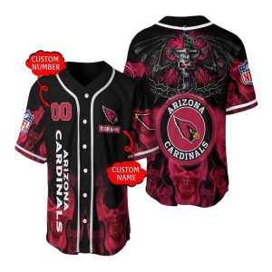 Personalized Arizona Cardinals Logo And Smoke Skull Halloween Baseball Jersey