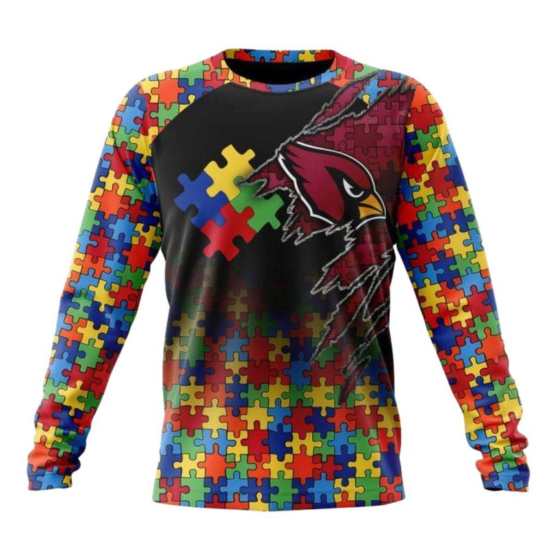 Personalized Arizona Cardinals Logo In My Heart Autism Awareness Aop Sweatshirt 1