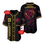 Personalized Arizona Cardinals Logo Inside Me Black Baseball Jersey