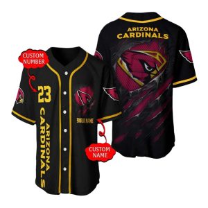 Personalized Arizona Cardinals Logo Inside Me Black Baseball Jersey