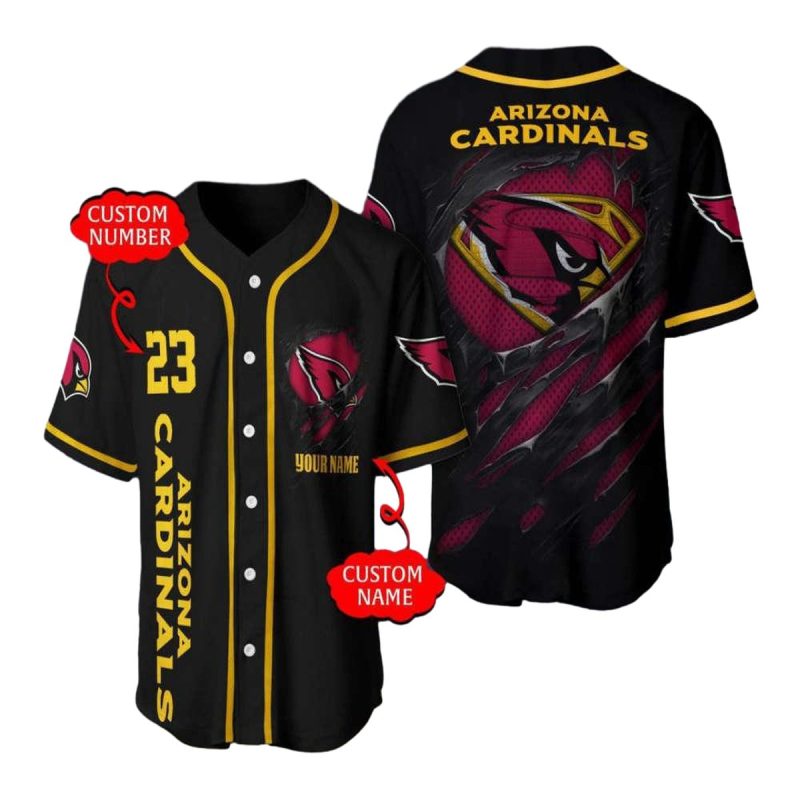 Personalized Arizona Cardinals Logo Inside Me Black Baseball Jersey 1