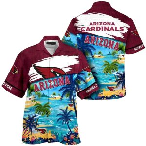 Personalized Arizona Cardinals Logo Lover And Beach Sunset Hawaiian Shirt