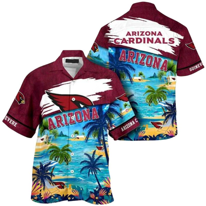 Personalized Arizona Cardinals Logo Lover And Beach Sunset Hawaiian Shirt 1