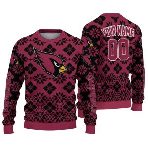 Personalized Arizona Cardinals Logo Snowflake Matrix Red AOP Sweatshirt