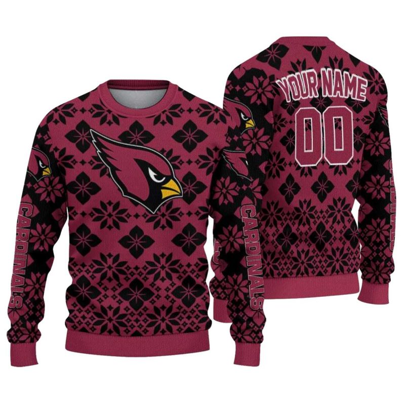 Personalized Arizona Cardinals Logo Snowflake Matrix Red Aop Sweatshirt 1