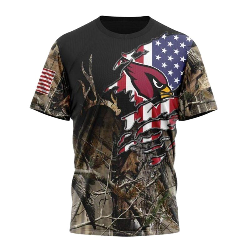 Personalized Arizona Cardinals Logo Us Flag And Special Camo Aop T Shirt 1